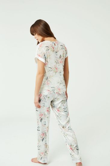 Ekru Somon Saten Pijama Takımı