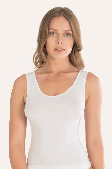 Beyaz Geniş Askılı Seamless Atlet Body