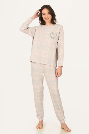 Pembe Kalpli Ekose Pijama Takımı 