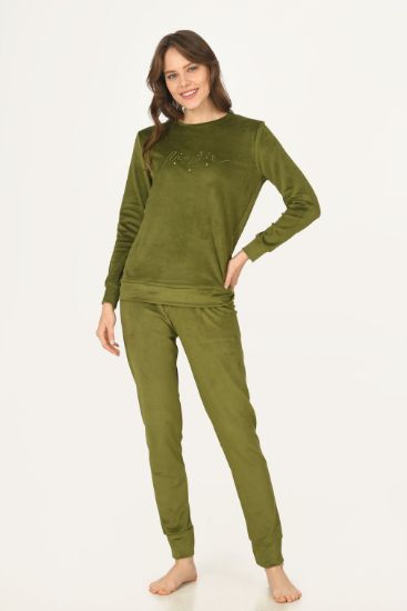 Zeytin Yeşili Magic Kadife Pijama Takımı