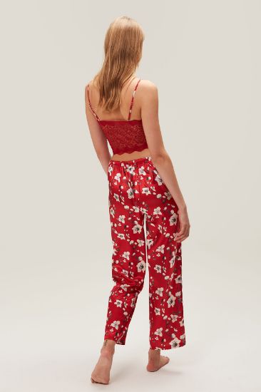 Kırmızı Saten 3 Parçalı Sabahlık Takımı