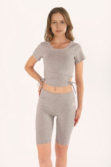 Gri Crop Kısa Tayt Takım