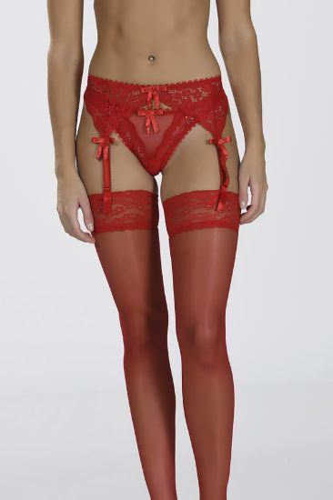 Kırmızı Jartiyer String Takım