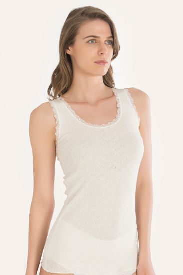 Ekru Jakarlı Kalın Askılı Atlet