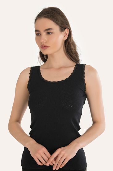 Siyah Jakarlı Kalın Askılı Atlet