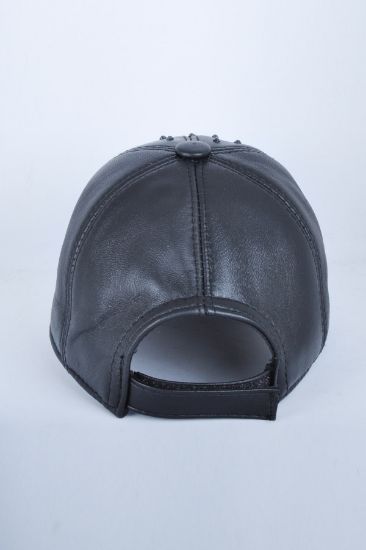 Taşlı Siyah Deri Şapka