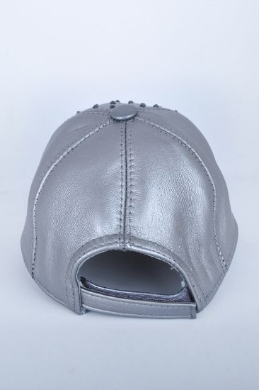 Az Taşlı Gümüş Deri Şapka