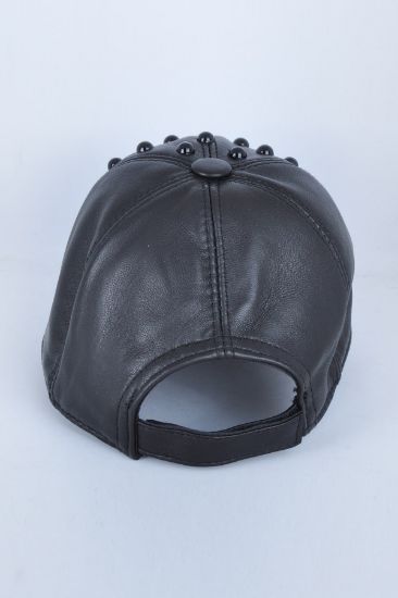 Çok Boncuklu Siyah Deri Şapka