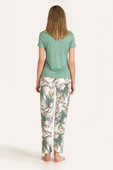Yeşil Blossoms Çiçekli Kısa Kollu Pijama Takımı