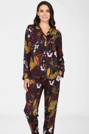 Kaplan Desenli Çiçekli Pijama Takımı