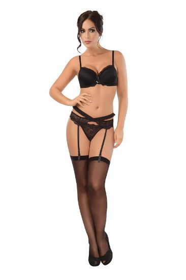 Siyah Jartiyerli Desteksiz Kaplı Sütyen Takım