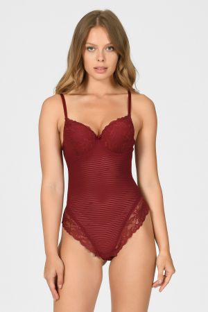 Gülkurusu Çıtçıtlı Dantelli Destekli Fantezi String Body