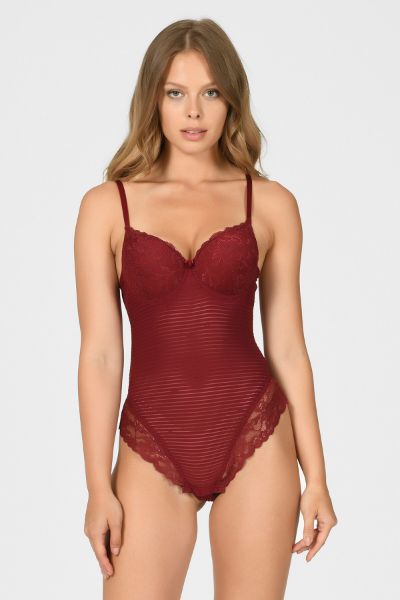 Gülkurusu Çıtçıtlı Dantelli Destekli Fantezi String Body