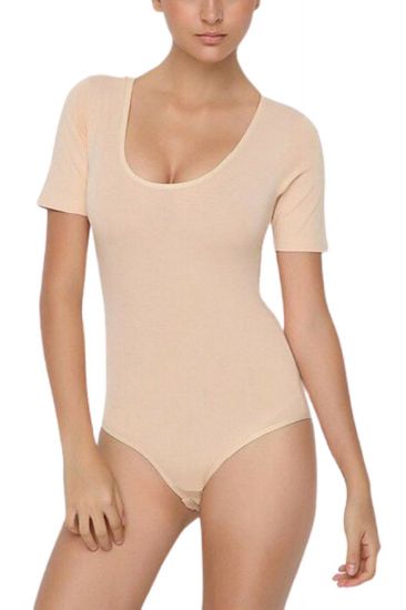 Ten Rengi Yarım Kollu Çıtçıtlı Body