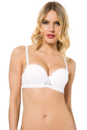 Belvü EKRU PUSH-UP DANTELLİ STRAPLEZ SÜTYEN