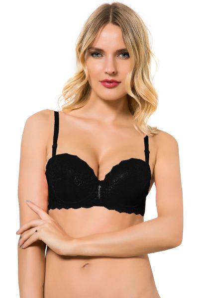 Belvü SİYAH PUSH-UP DANTELLİ STRAPLEZ SÜTYEN
