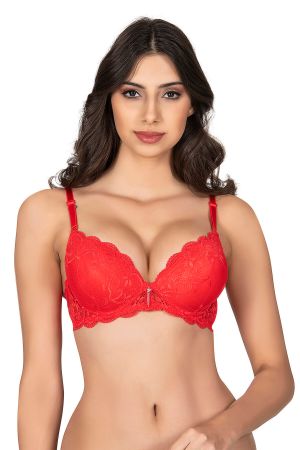 Belvü DESTEKLİ PUSH-UP DANTELLİ SÜTYEN KIRMIZI 1112
